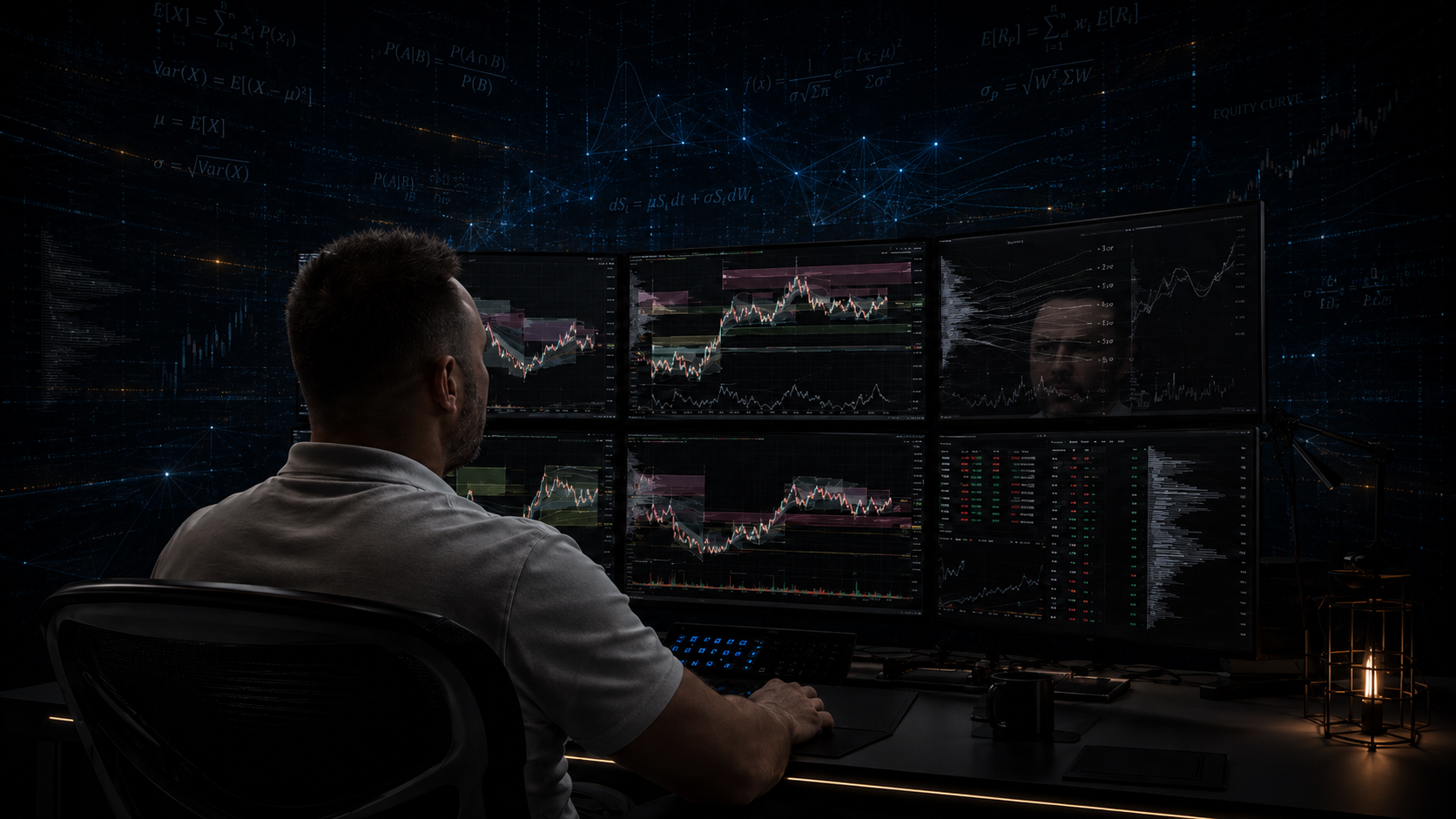 Anonymous trader at a multi-monitor desk